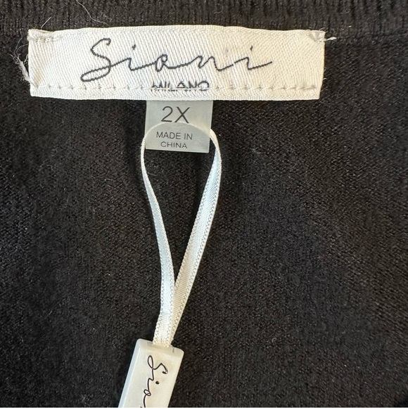 Sioni Milano black crewneck lace long sleeve sweater 2X New with tags - Picture 11 of 15